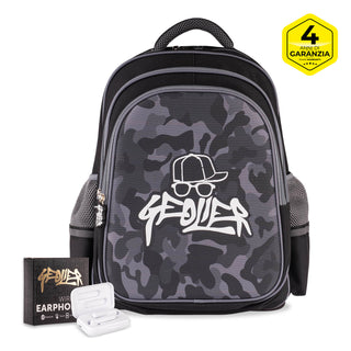 Zaino scuola Camouflage Geolier con cuffie omaggio
